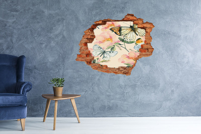 3D wall hole A floral paradise with butterflies