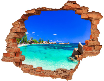 Hole wall sticker Caribbean Beach Through a Hole in the Wall