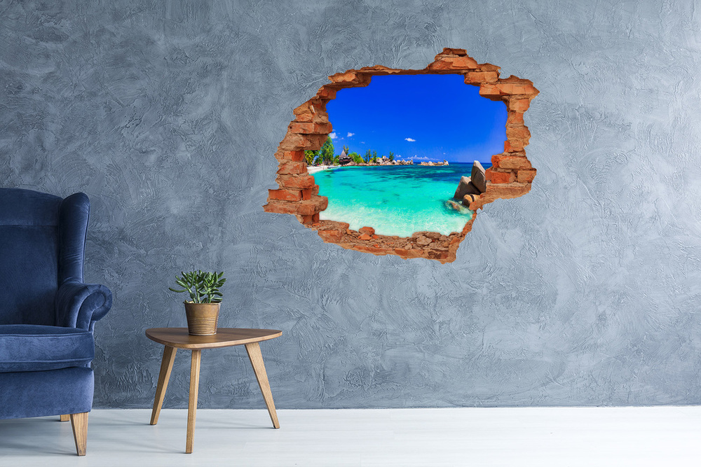 Hole wall sticker Seychelles beach