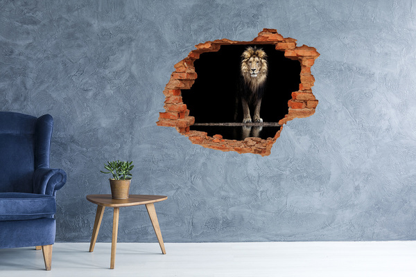 Hole wall sticker Portrait of a lion