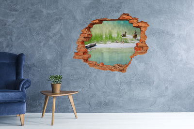 Hole wall sticker Pond with ducks