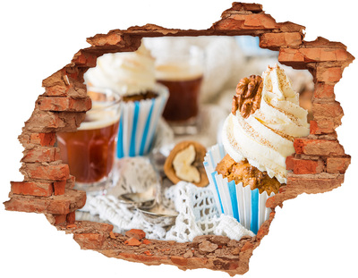 3D wall hole wallpaper Cupcakes