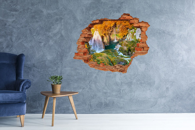 Hole wall sticker Waterfall in autumn