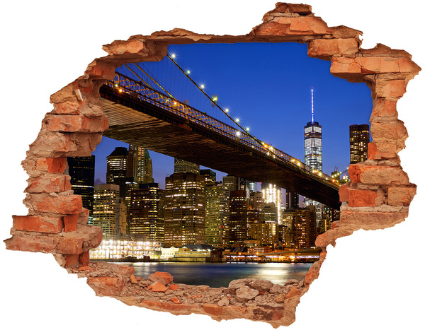 Hole in the wall sticker Brooklyn Bridge at night