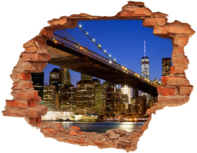 Hole in the wall sticker Brooklyn Bridge at night