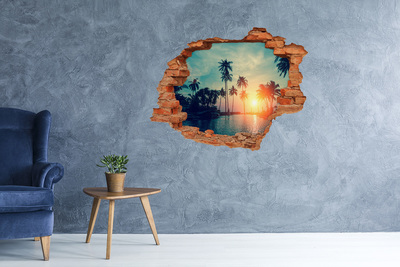 Hole in the wall sticker Sunset palm trees