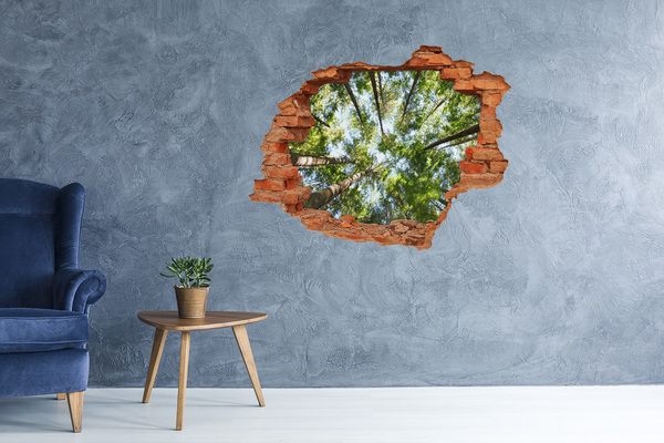 Hole wall sticker View of the forest with blue sky