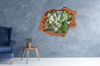 Hole wall sticker View of the forest with blue sky
