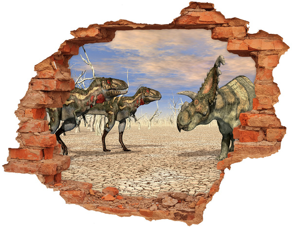 Hole wall sticker Dinosaurs in the prehistoric world