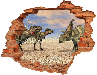 Hole wall sticker Dinosaurs in the prehistoric world