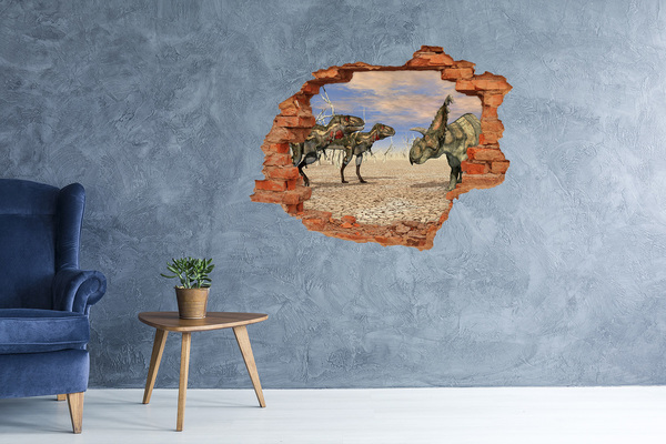 Hole wall sticker Dinosaurs in the prehistoric world