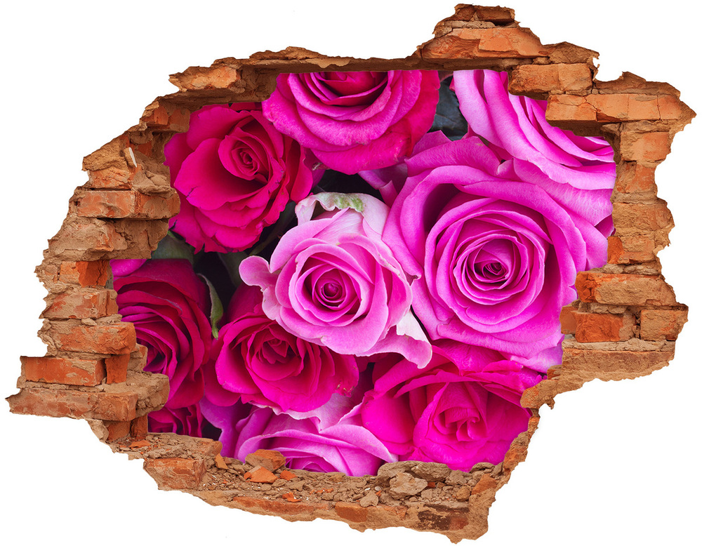 Hole in the wall decal A bouquet of pink roses