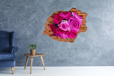 Hole in the wall decal A bouquet of pink roses