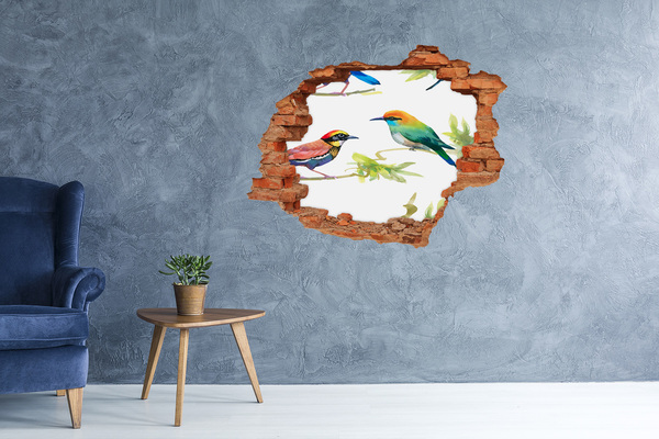 Hole in the wall sticker Exotic birds