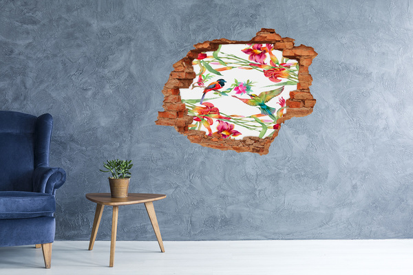 Hole in the wall decal Exotic birds