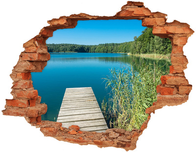 Hole in the wall sticker Lake in the forest