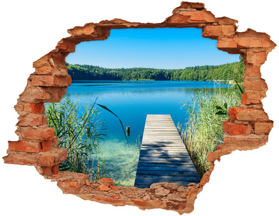 Hole in the wall decal A bay with a wooden pier