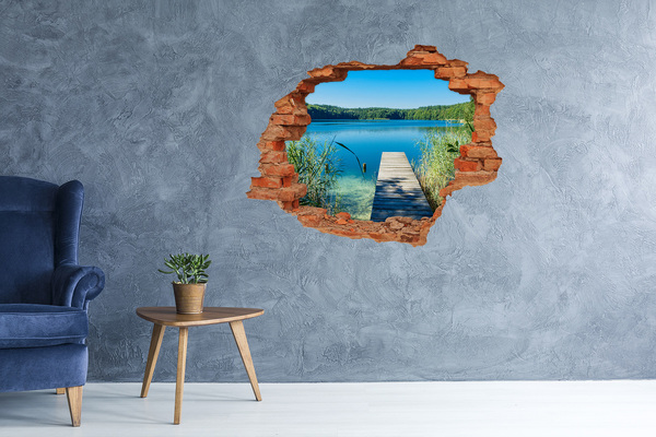 Hole in the wall decal A bay with a wooden pier