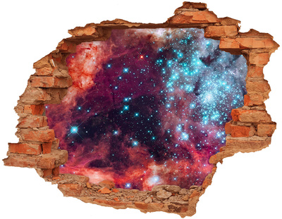 Hole in the wall sticker Cosmic view through a hole in the wall