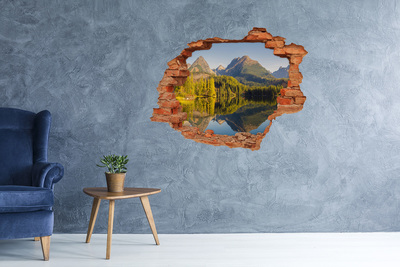Hole in the wall sticker Mountain landscape with a lake