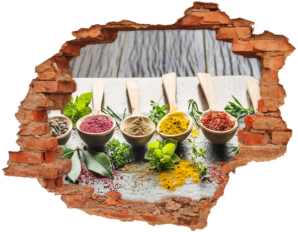 3D wall hole wallpaper Colorful spices