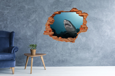 Hole wall sticker Shark in the underwater world