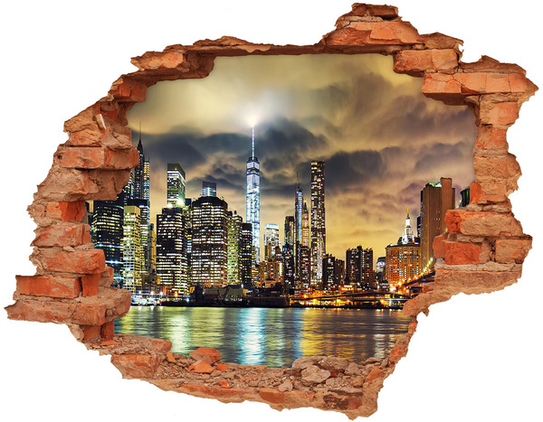 Hole in the wall sticker New York skyline at night