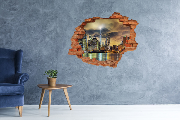 Hole in the wall sticker New York skyline at night