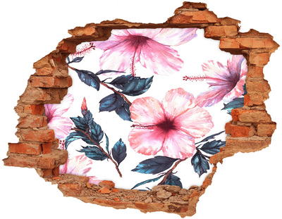 Hole in the wall sticker Hibiscus flowers