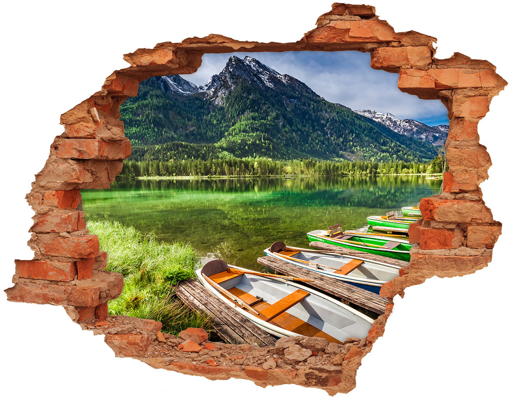 Hole in the wall decal Boats on the lake