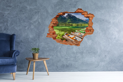 Hole in the wall decal Boats on the lake