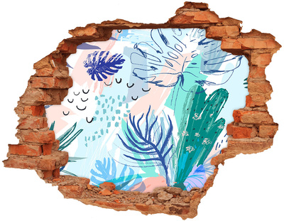 3D wall hole Tropical paradise behind the wall