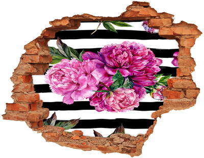 Hole wall sticker Pink peonies