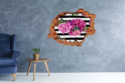 Hole wall sticker Pink peonies