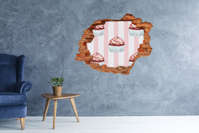 3D wall hole Cupcake in a Hole in the Wall
