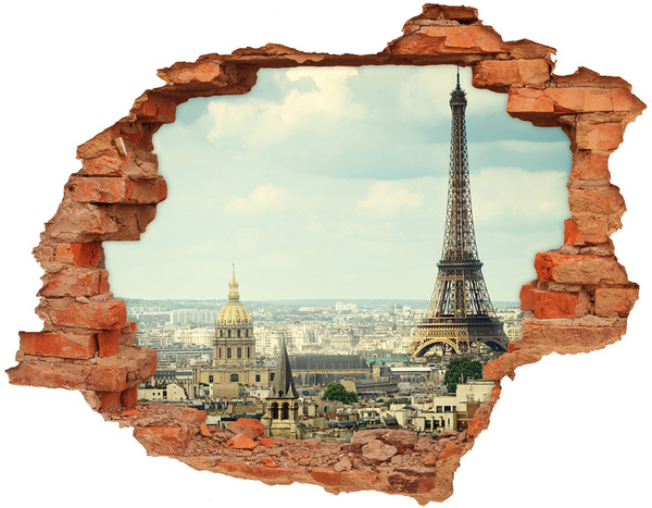 Hole wall sticker View of Paris with the Eiffel Tower