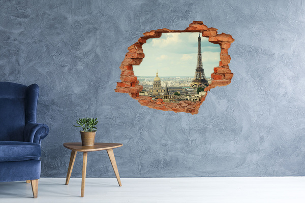 Hole wall sticker View of Paris with the Eiffel Tower