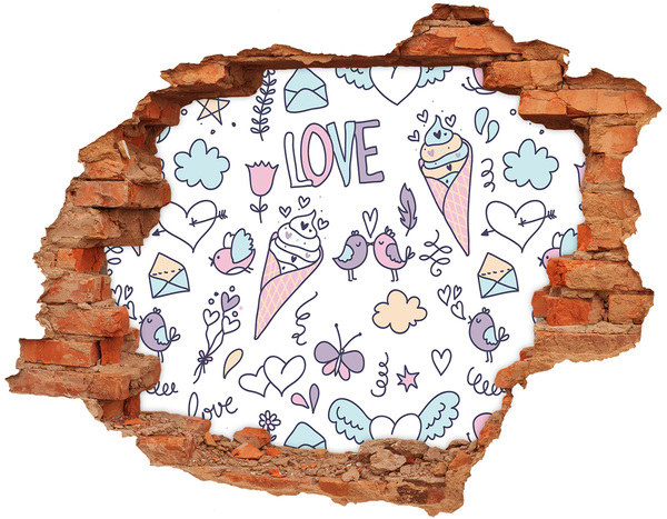 Hole wall sticker Sweet dreams in pastel colors