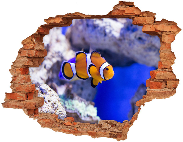 Hole wall sticker Coral reef with clownfish