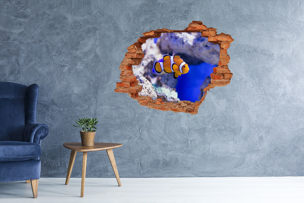 Hole wall sticker Coral reef clowns