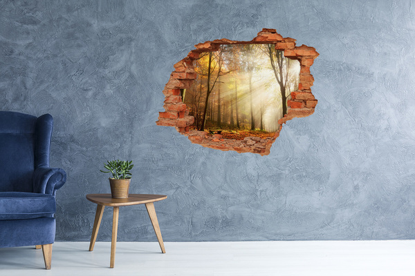 Hole wall sticker Golden forest in the sun's rays