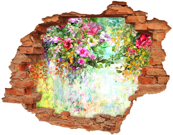 3D wall hole A flower paradise behind the wall