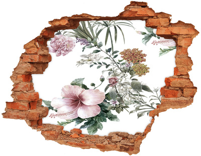 Hole in the wall sticker Flower garden through a hole in the wall