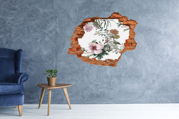 Hole in the wall sticker Floral pattern