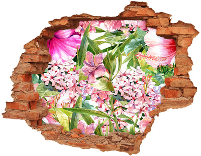 3D wall hole wallpaper A flower paradise behind the walls