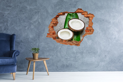 3D wall hole wallpaper Coconut Treasures in the Heart of the Jungle
