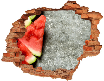 Hole wall sticker A slice of watermelon in concrete