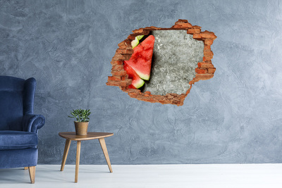 Hole wall sticker A slice of watermelon in concrete