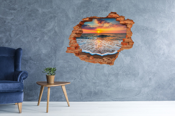 Hole in the wall decal Sunset over the sea