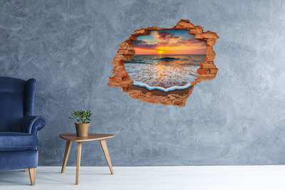 Hole in the wall decal Sunset over the sea